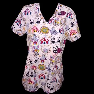 Big Circus Print Scrub Top by Greentown